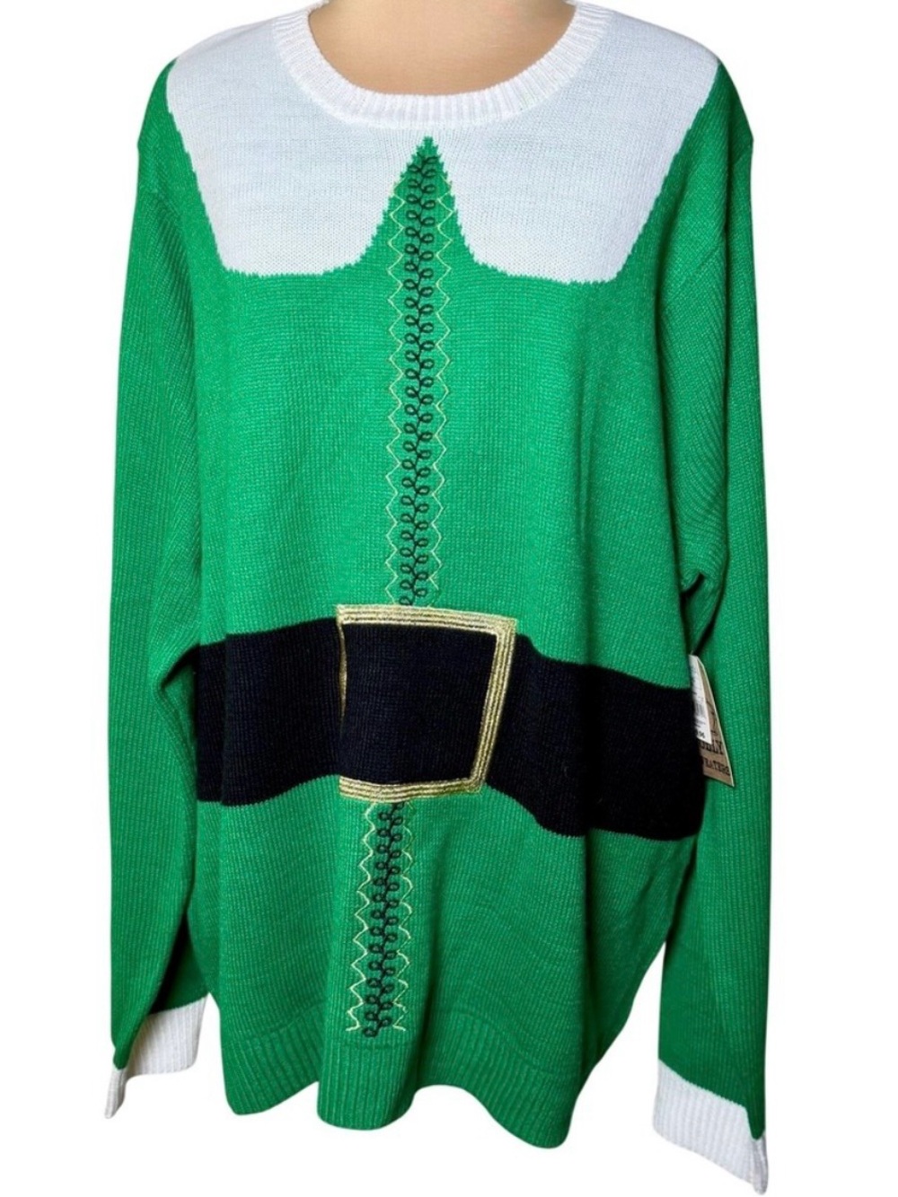 Jolly Sweaters Ugly Sweater Christmas Sweater Elf Green Holiday Festive XXL 2XL